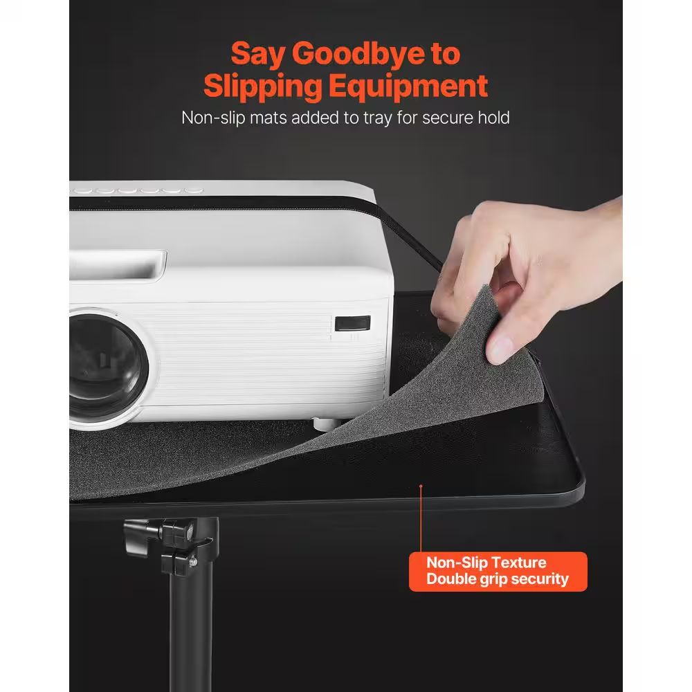 Projector Stand, Adjustable Height 30.3 In.-63.4 In., Projector Mount with Tray for Outdoor Movies, Home, Black